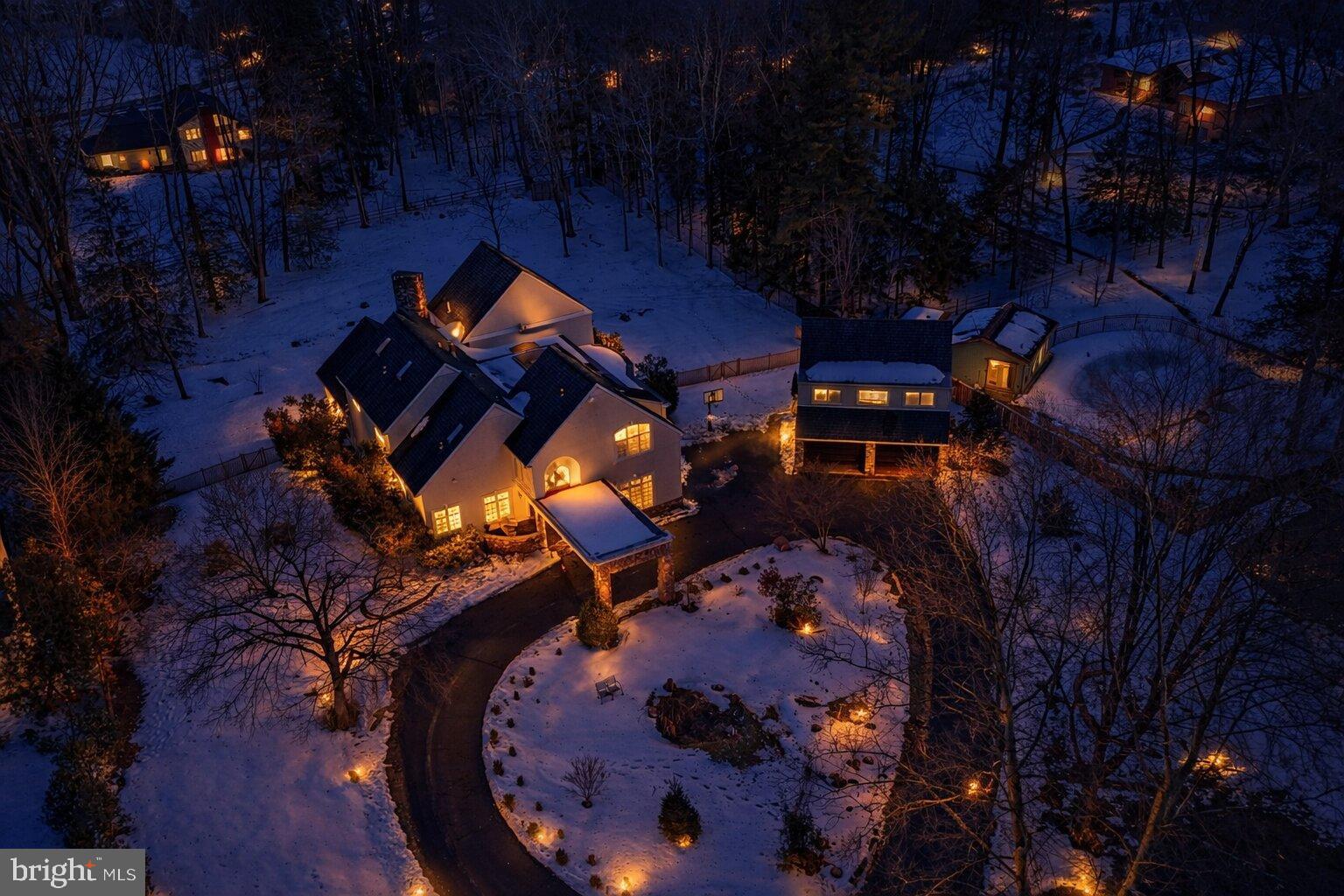 244 Mathers Road Ambler, PA 19002 - Photo 2 of 96 Enchanting winter retreat aglow at dusk.