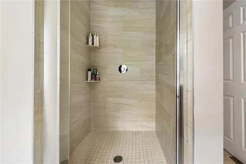 a bathroom with a shower