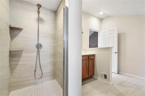 a bathroom with a shower