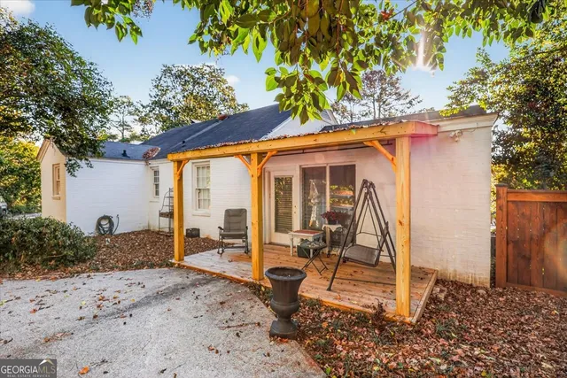 a view of a wooden door