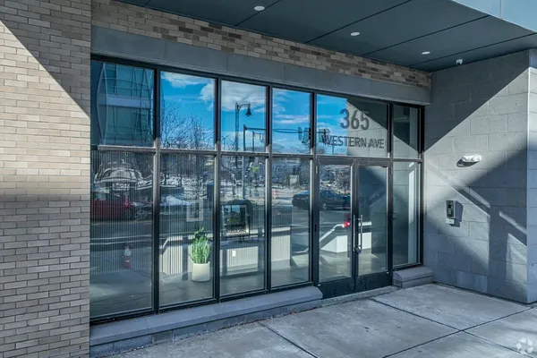 a view of an entryway with a door