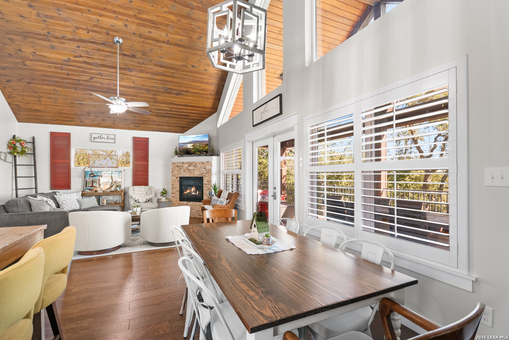 292 Fossil Ridge Boerne, TX 78006 - Photo 76 of 144 a view of a dining room with furniture window and wooden floor