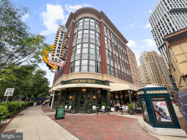 a view of a building with a street