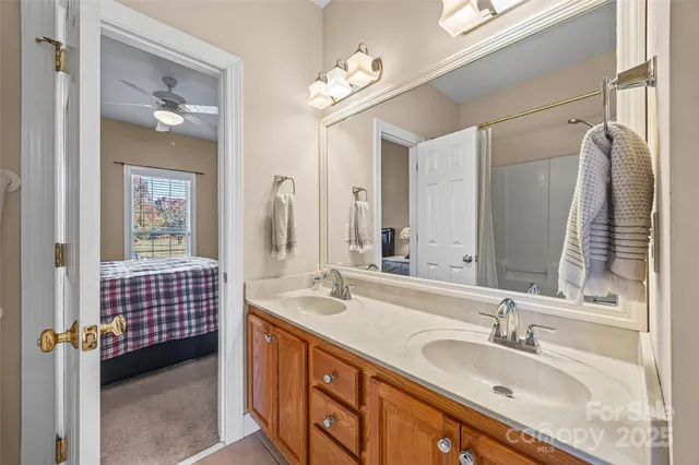 a bathroom with a sink double vanity