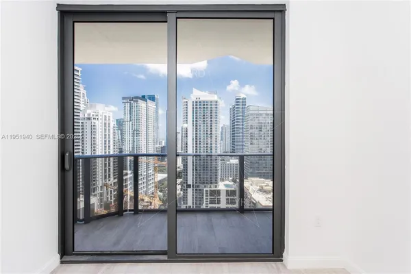 a view of a glass door with a glass door
