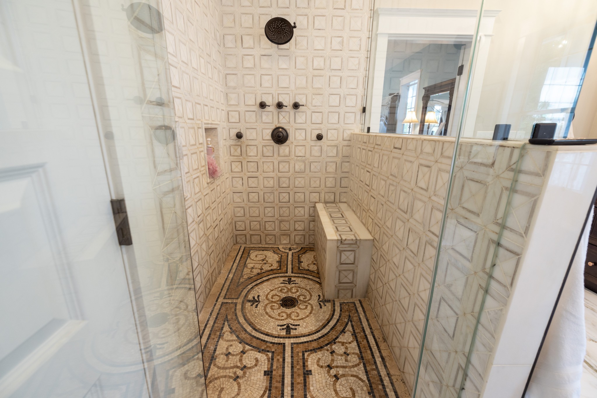 1181 Chicken Road Lebanon, TN 37090 - Photo 28 of 63 a bathroom with a granite countertop shower a sink and a mirror