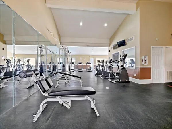 a view of a room with gym equipment
