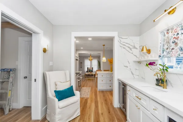 view of living room with furniture and wooden floor