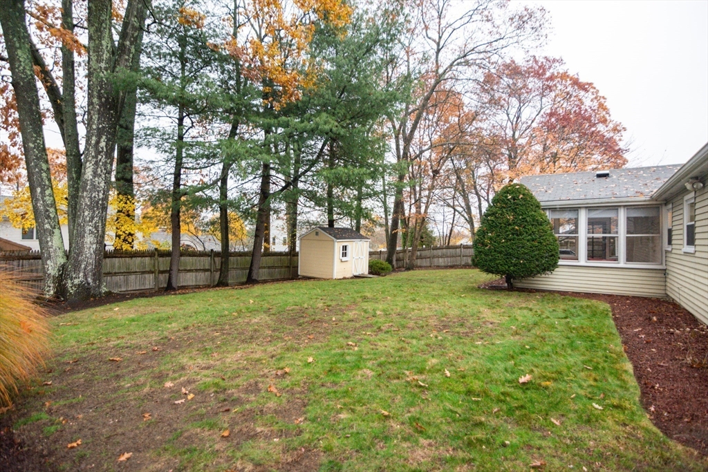 7 Sheffield Road Natick, MA 01760 - Photo 25 of 27 a view of a backyard with large trees and plants