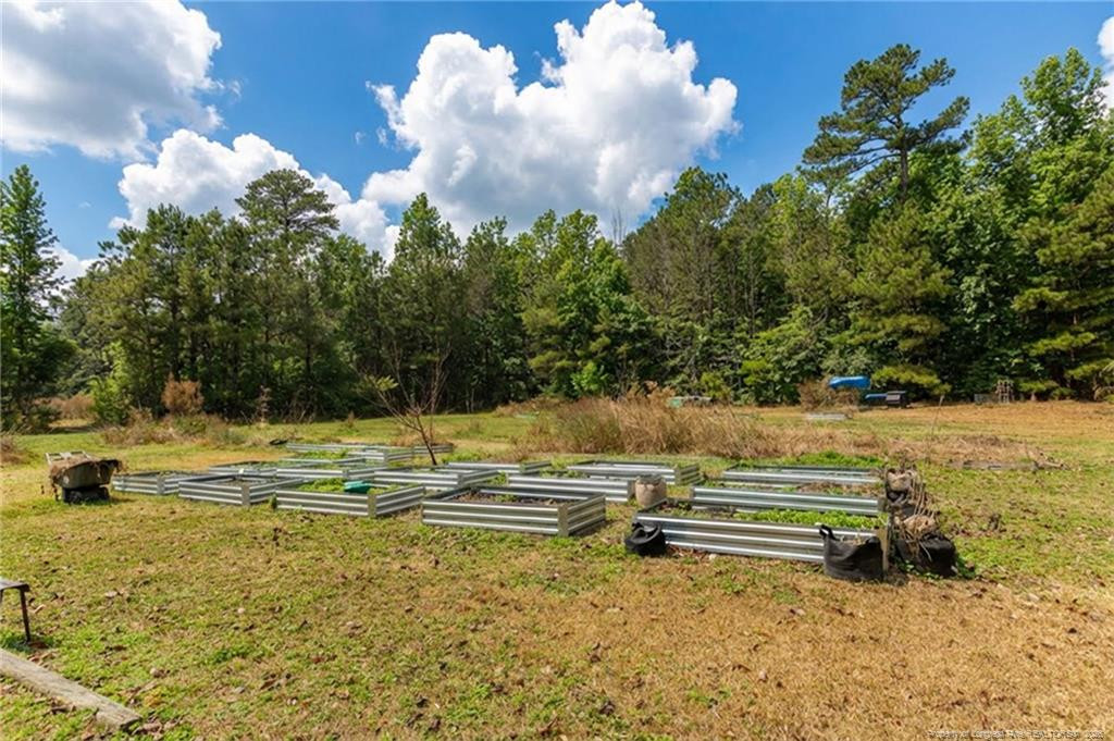 1069 Union Valley Road Whiteville, NC 28472 - Photo 32 of 50 a view of a yard with swimming pool and trees in the background