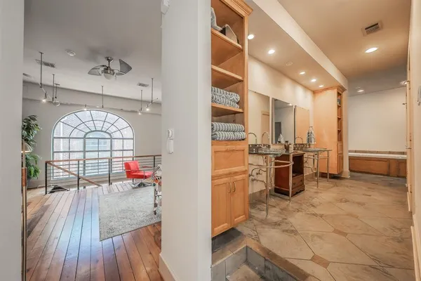 a view of a living room and entry way
