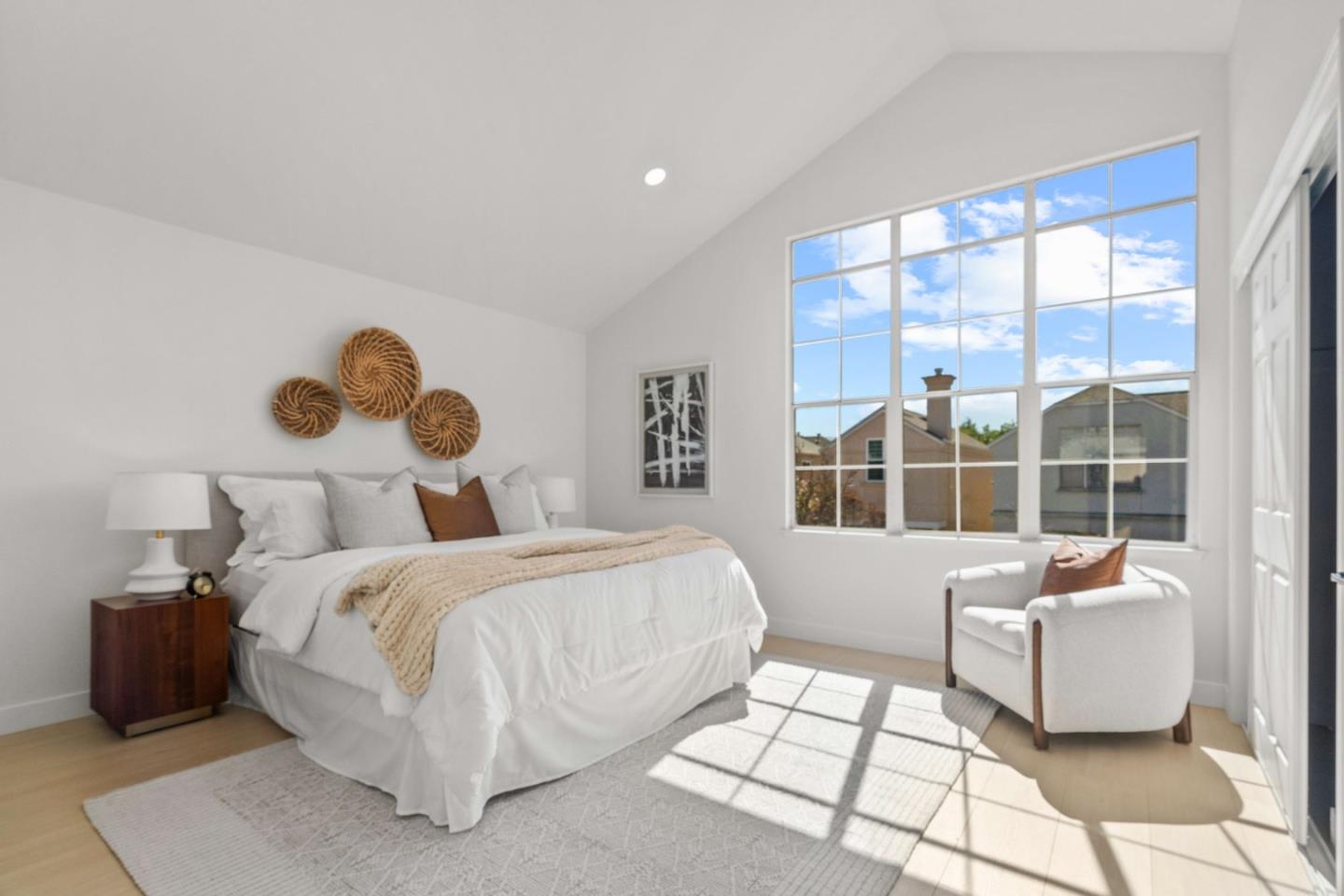 107 Beacon Street Mountain View, CA 94040 - Photo 25 of 55 a spacious bedroom with a bed and glass window