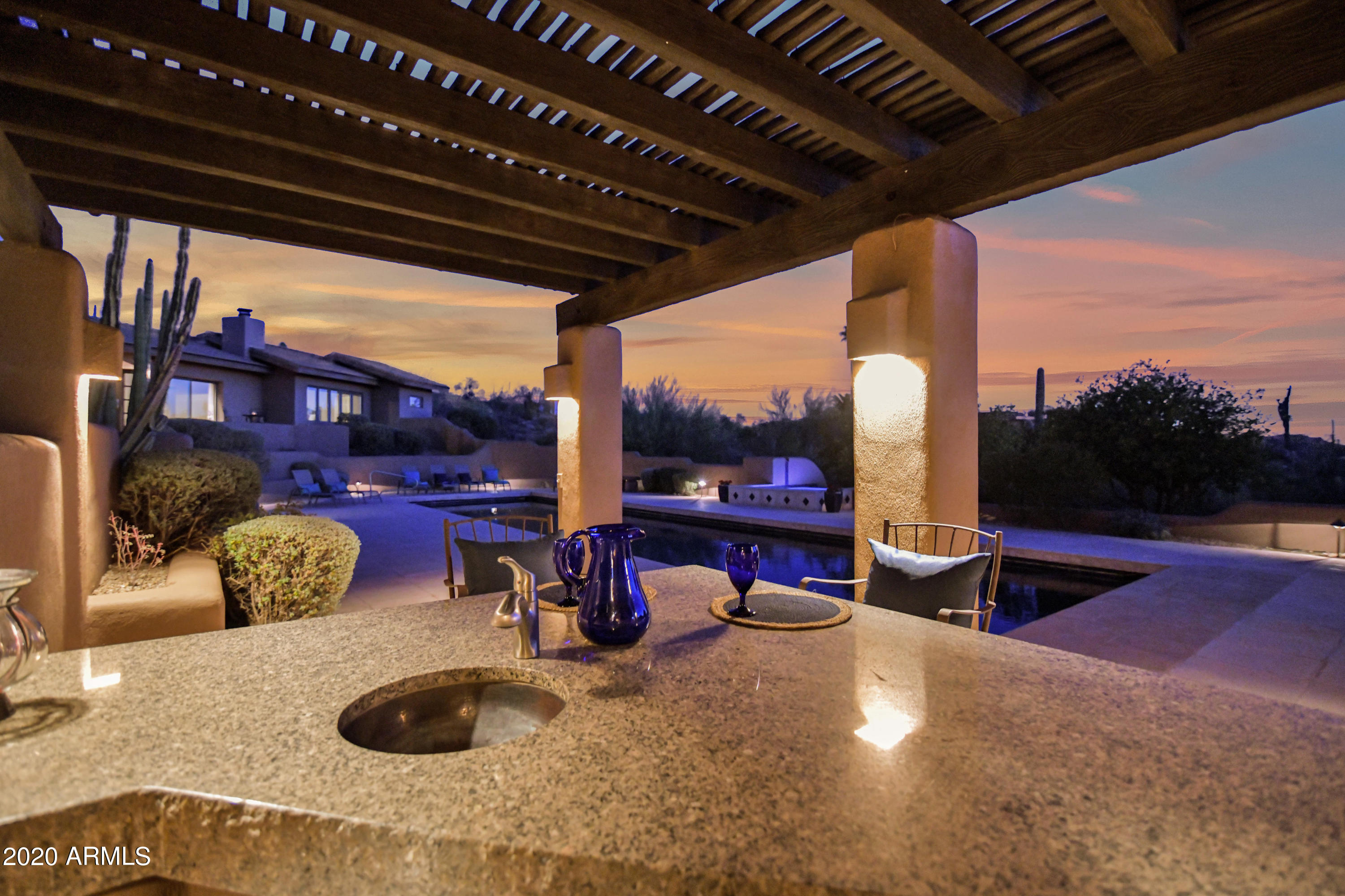 7701 East Long Rifle Road Carefree, AZ 85377 - Photo 24 of 52 Poolside Ramada with Bar Seating