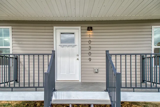 a view of wooden balcony