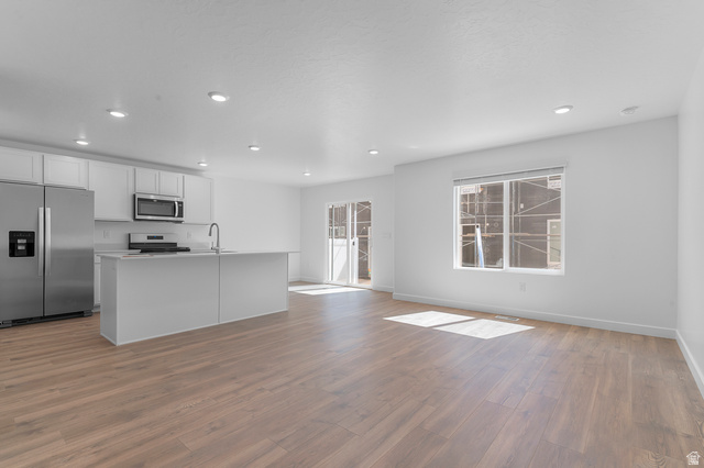 1907 East 640th North, Unit 1225 Salem, UT 84653 - Photo 16 of 20 Open concept living space featuring wood-finish flooring