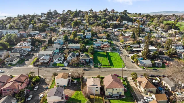 an aerial view of a city