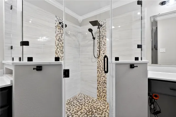 a bathroom with a shower
