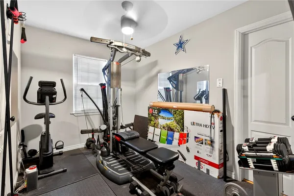 a room with gym equipment