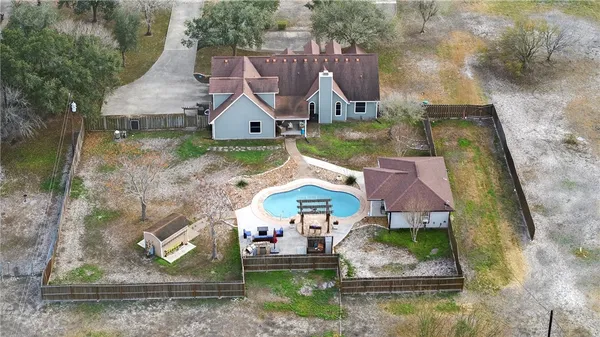 an aerial view of a house