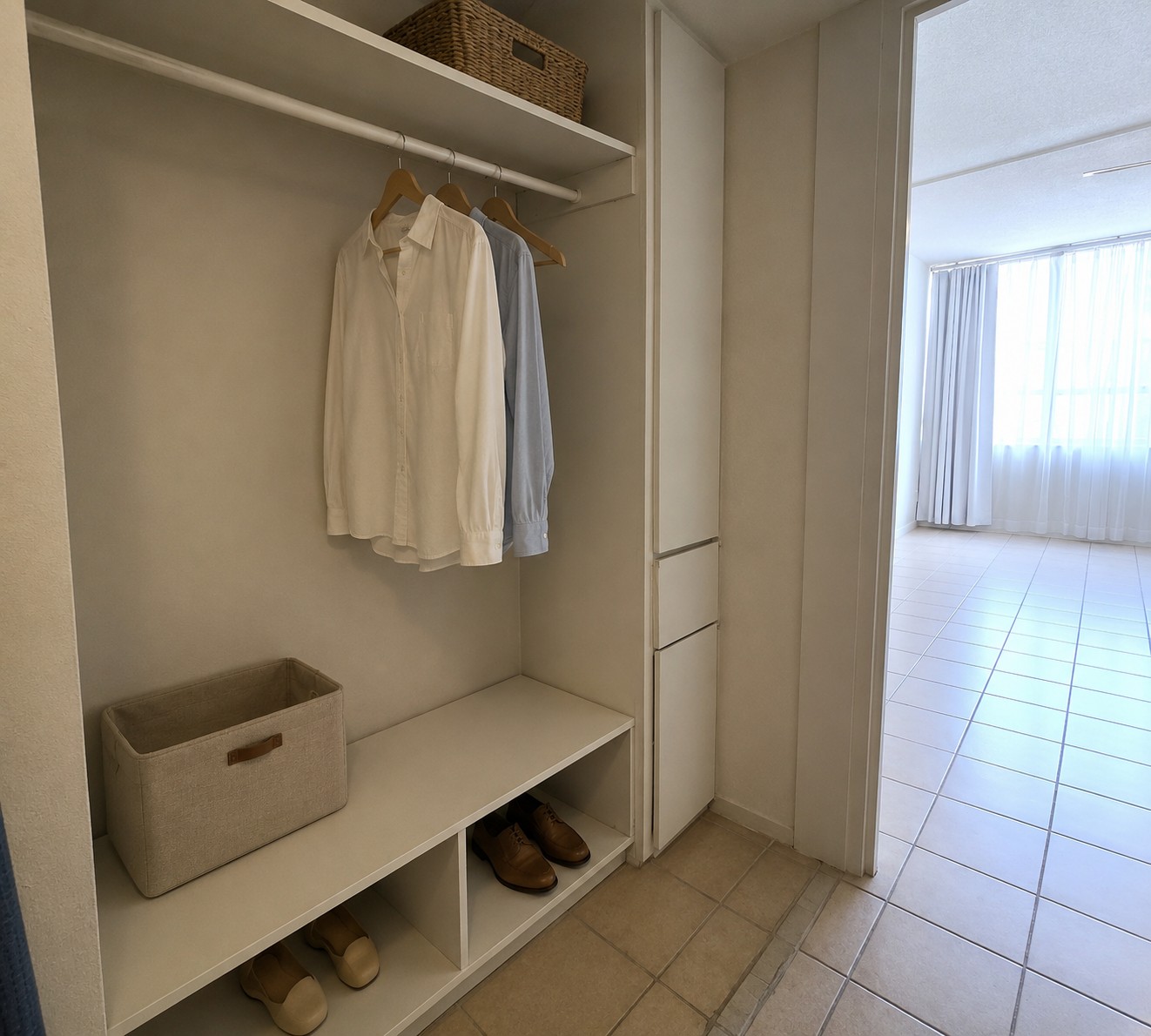 1800 Lavaca Street, Unit 107 Austin, TX 78701 - Photo 10 of 16 A spacious walk-in closet features built-in storage shelves and tile flooring.