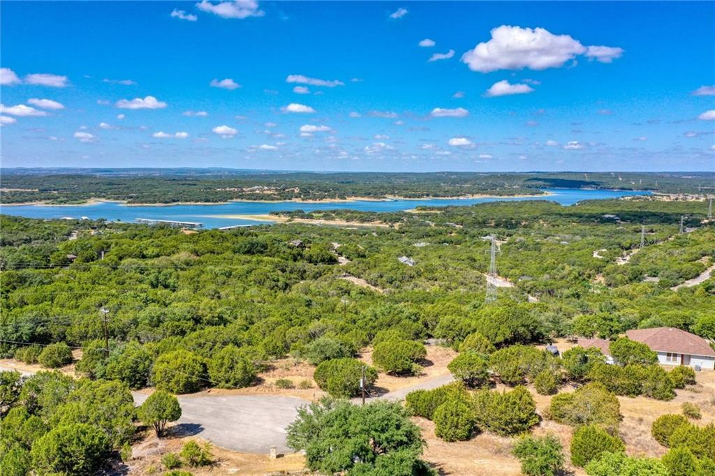 Aerial view of nearby Lake Travis