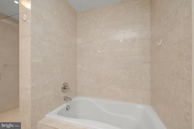 a bathroom with a bathtub