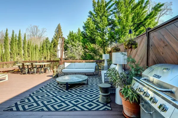 a outdoor living space with furniture and a potted plant