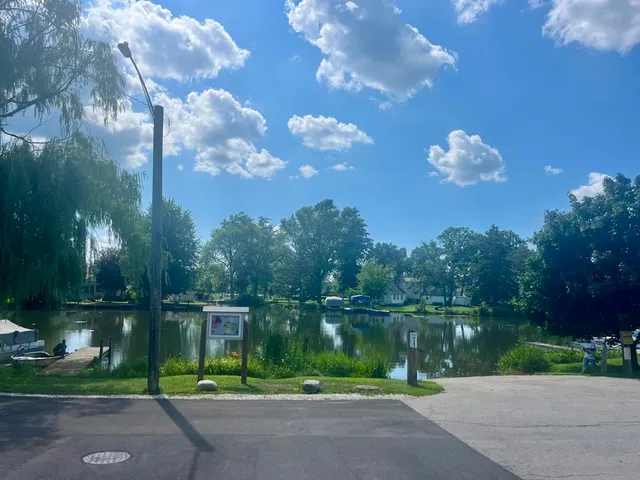 a view of a lake and a yard