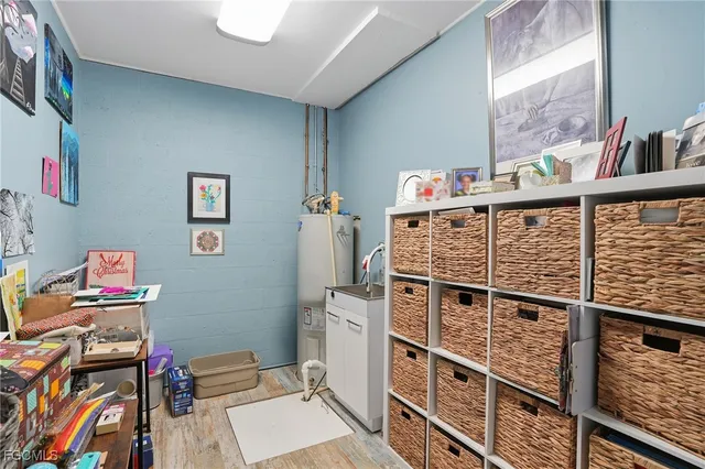 a view of a workspace with furniture and toys