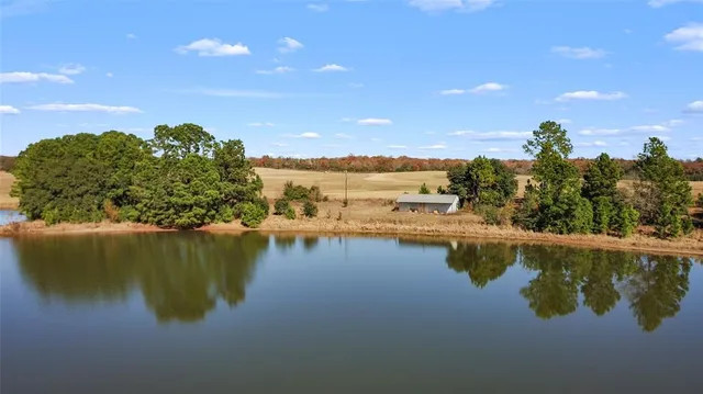a view of a lake with outdoor space