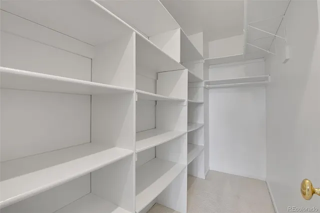 a view of an empty walk in closet