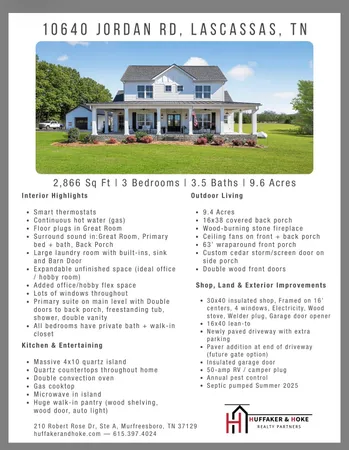 $1,270,000 | 10640 Jordan Road, Lascassas, TN 37085