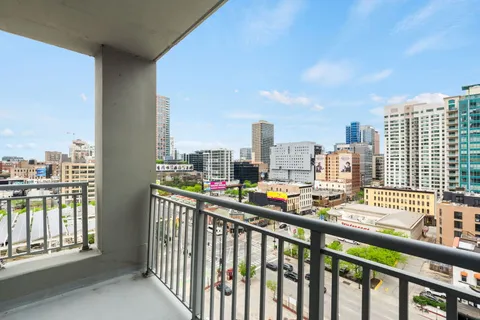 a city view from a balcony