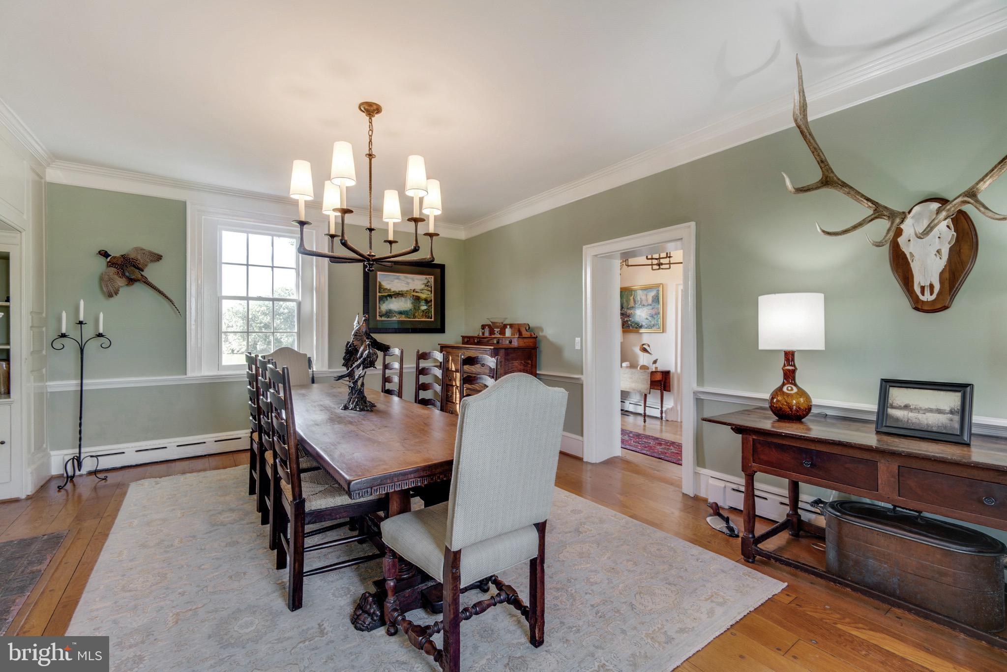 6029 Edesville Road Rock Hall, MD 21661 - Photo 22 of 75 Dining room with gas fireplace and new chandelier