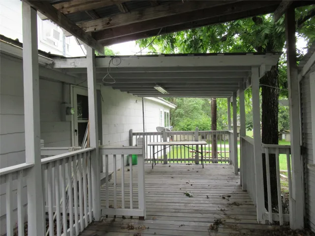 a view of a wooden deck
