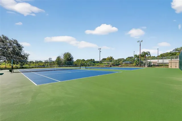a view of a park with slide
