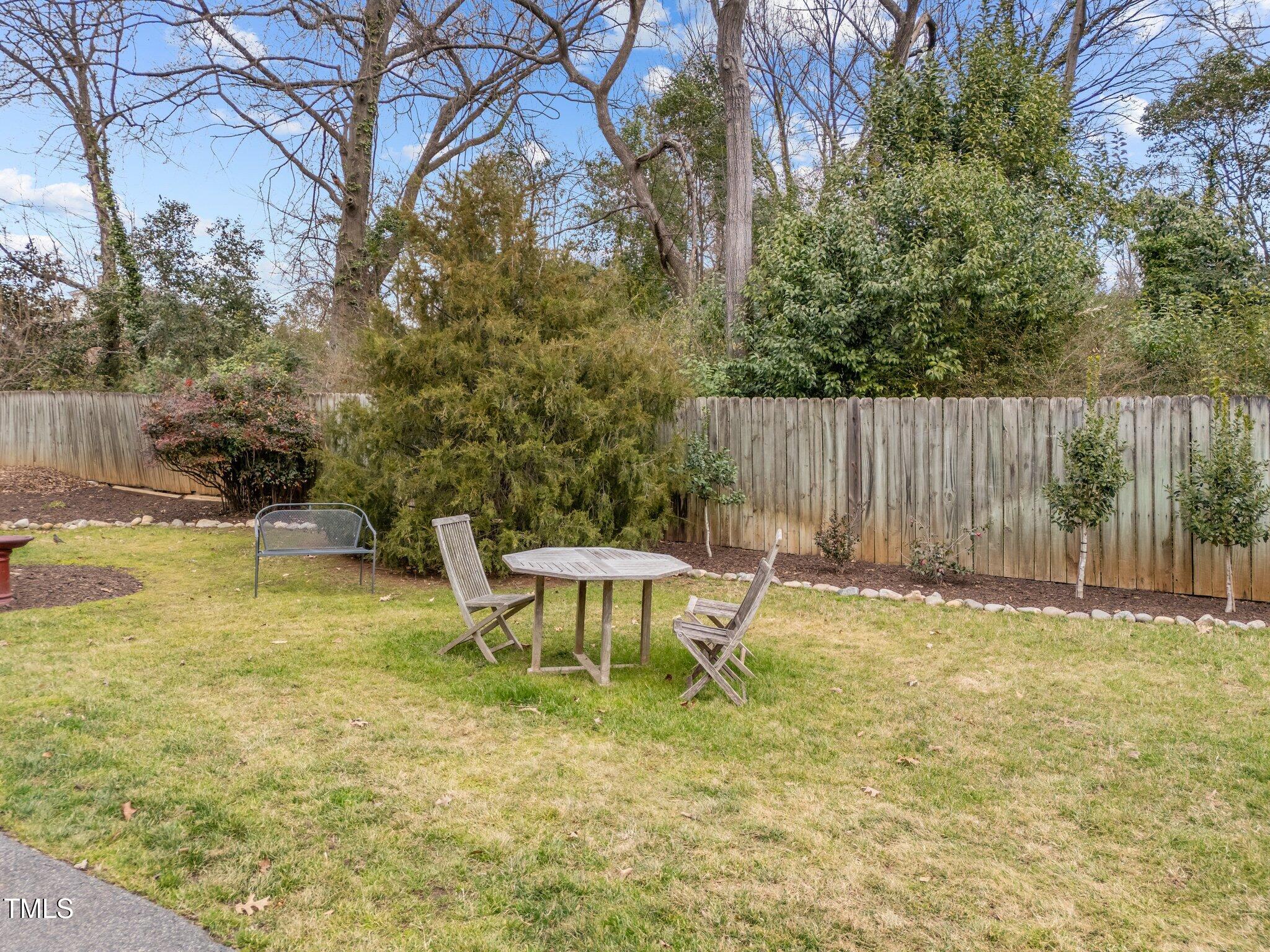 100 Edenburgh Road, Unit 202 Raleigh, NC 27608 - Photo 50 of 52 a backyard of a house with table and chairs