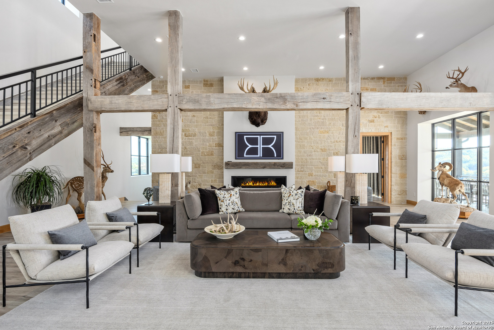 3288 Highway 39 Hunt, TX 78024 - Photo 46 of 50 a living room with fireplace furniture and a large window