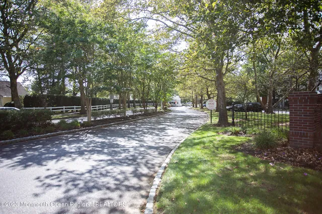 a view of a garden with flowers and trees