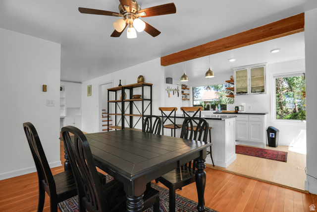 6 Terrace Place Logan, UT 84321 - Photo 6 of 26 Hardwood flooring in dining area with overhead ceiling fan