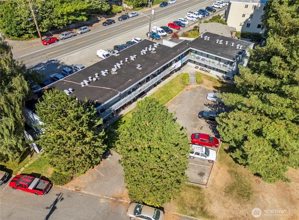 an aerial view of a house