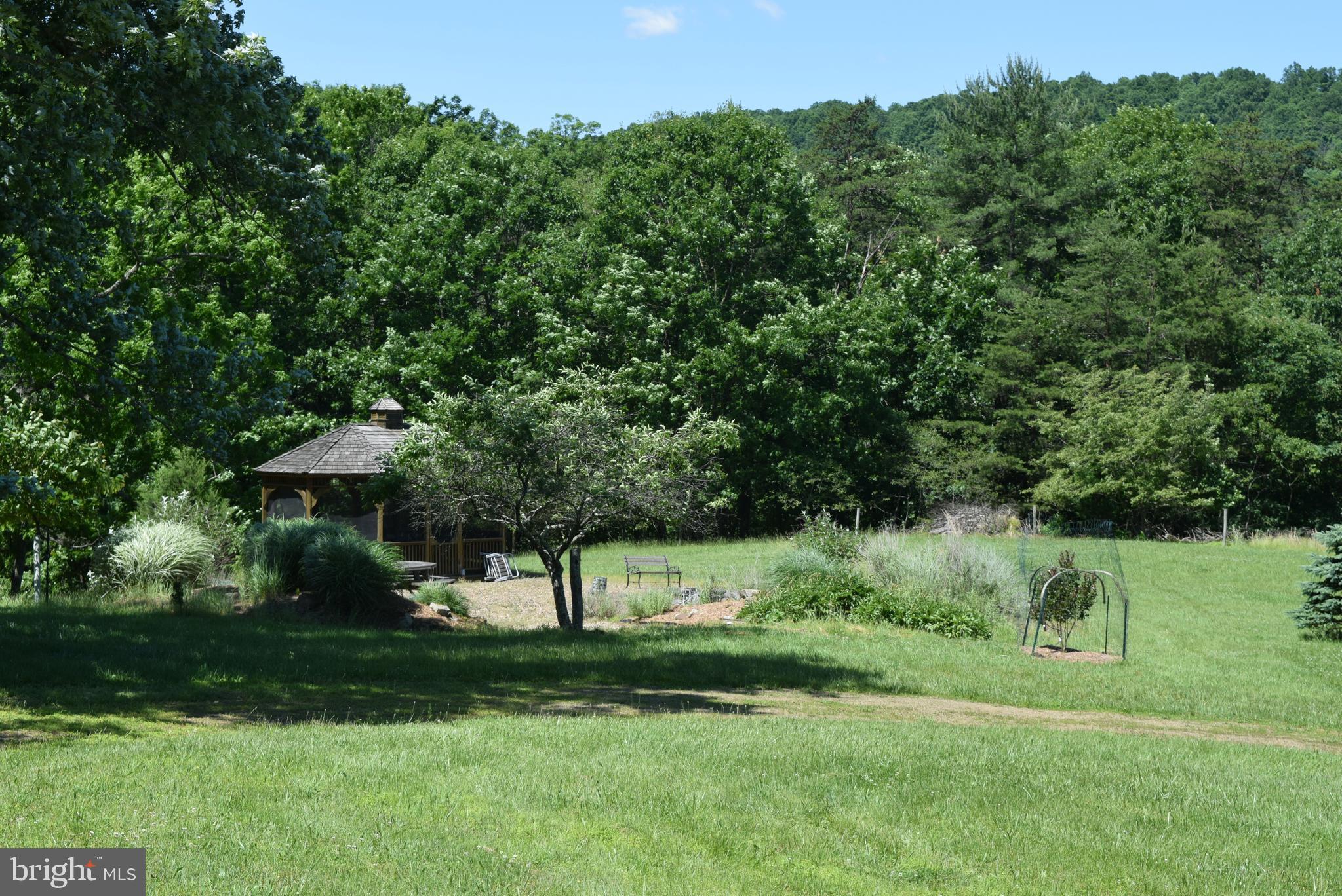 14642 Orchard Ridge Road Hancock, MD 21750 - Photo 43 of 43 Gazebo, fish pond and log shed near trails