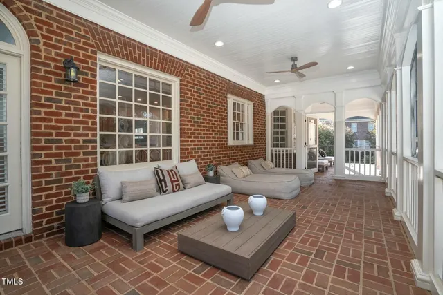 a view of a living room and dining room