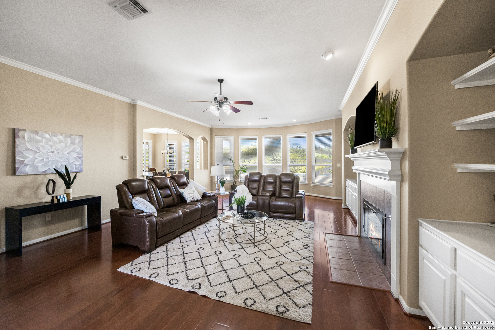 123 Dodder Lane Spring Branch, TX 78070 - Photo 14 of 72 a living room with furniture and a flat screen tv