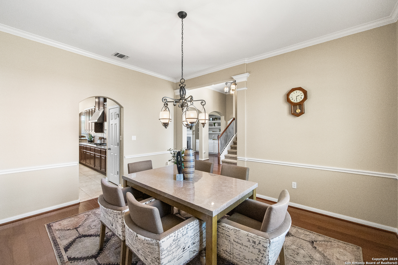 123 Dodder Lane Spring Branch, TX 78070 - Photo 26 of 72 a view of a dining room with furniture and chandelier