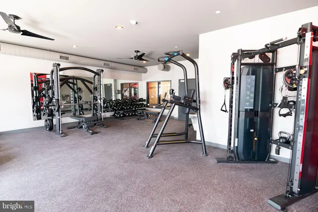 a view of a room with gym equipment