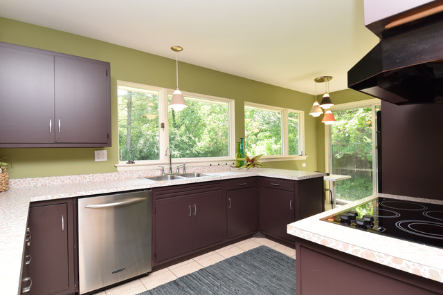 136 Fairway Lane Wheaton, IL 60189 - Photo 4 of 22 a kitchen with a sink and wooden cabinets