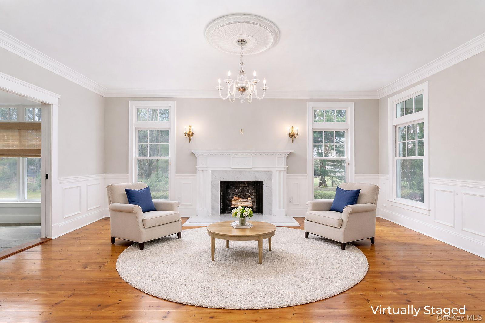 9 Old Field Road Setauket, NY 11733 - Photo 14 of 50 Formal Living Room With Fireplace. Virtually Staged