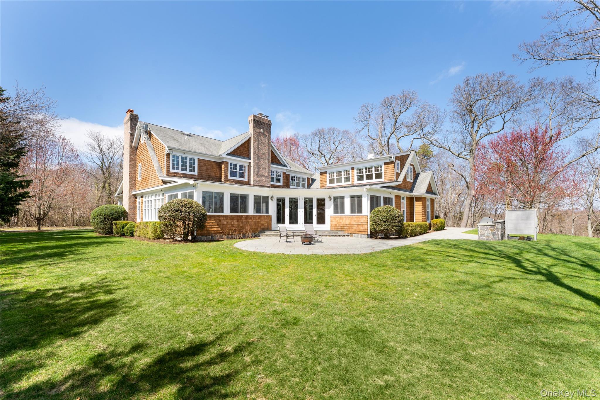 9 Old Field Road Setauket, NY 11733 - Photo 5 of 50 Rolling Lawn From Enclosed Patio With Additional Bluestone Patio, Built-In Barbecue & Outdoor Shower