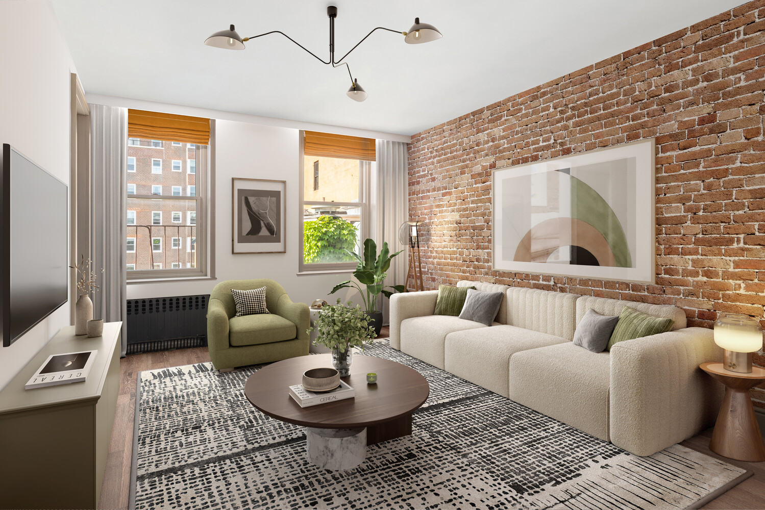 15 Jones Street, Unit 6A Manhattan, NY 10014 - Photo 14 of 28 a living room with furniture and a large window